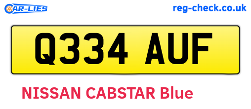 Q334AUF are the vehicle registration plates.