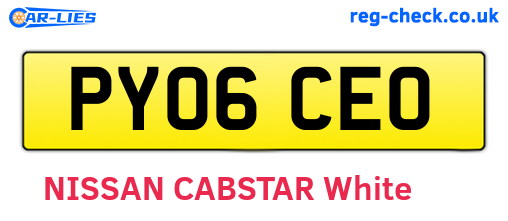 PY06CEO are the vehicle registration plates.