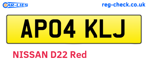AP04KLJ are the vehicle registration plates.