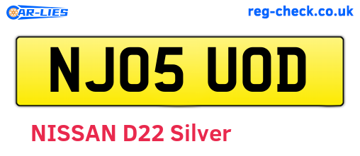 NJ05UOD are the vehicle registration plates.