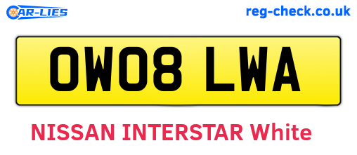 OW08LWA are the vehicle registration plates.