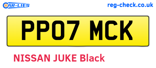 PP07MCK are the vehicle registration plates.