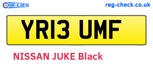 YR13UMF are the vehicle registration plates.