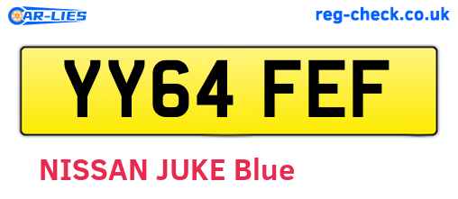 YY64FEF are the vehicle registration plates.