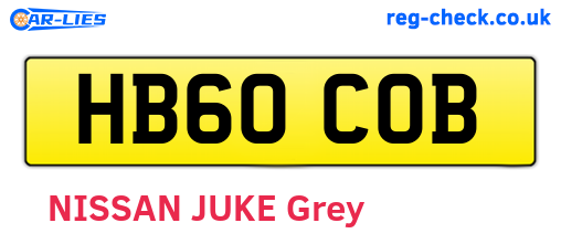 HB60COB are the vehicle registration plates.