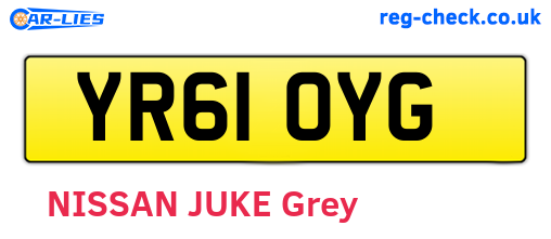YR61OYG are the vehicle registration plates.