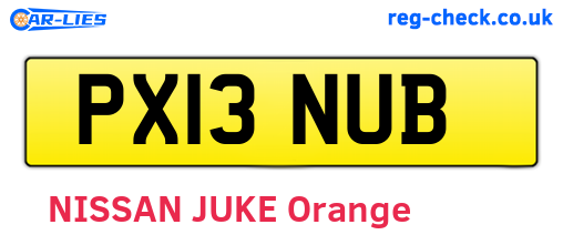 PX13NUB are the vehicle registration plates.