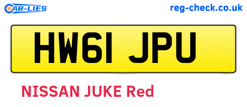 HW61JPU are the vehicle registration plates.
