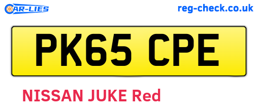 PK65CPE are the vehicle registration plates.