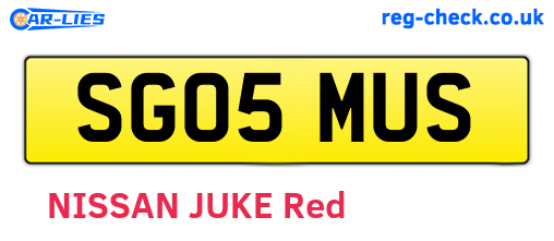 SG05MUS are the vehicle registration plates.