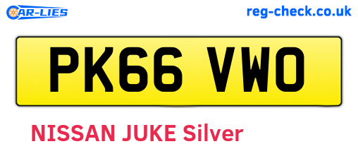 PK66VWO are the vehicle registration plates.