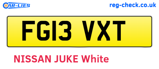 FG13VXT are the vehicle registration plates.