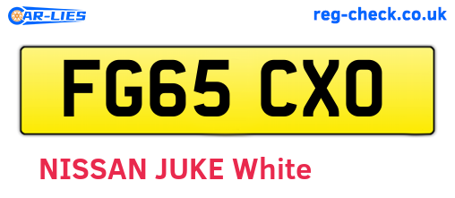 FG65CXO are the vehicle registration plates.