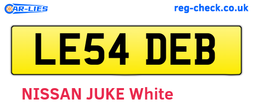 LE54DEB are the vehicle registration plates.