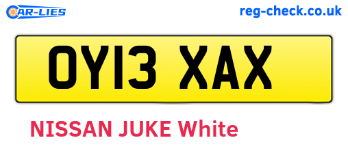 OY13XAX are the vehicle registration plates.