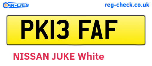 PK13FAF are the vehicle registration plates.