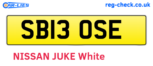SB13OSE are the vehicle registration plates.