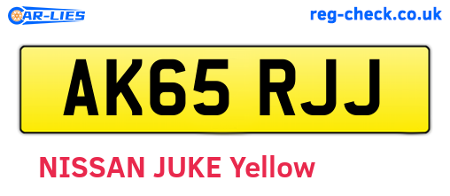 AK65RJJ are the vehicle registration plates.