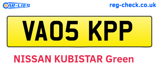 VA05KPP are the vehicle registration plates.