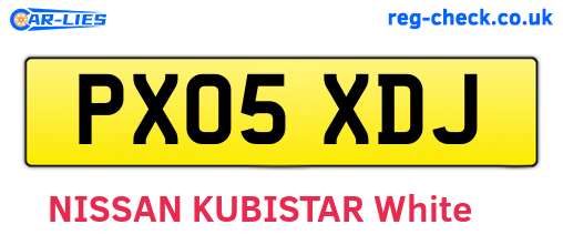 PX05XDJ are the vehicle registration plates.
