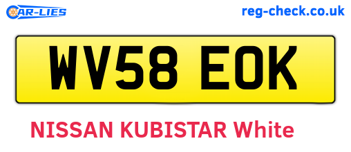 WV58EOK are the vehicle registration plates.