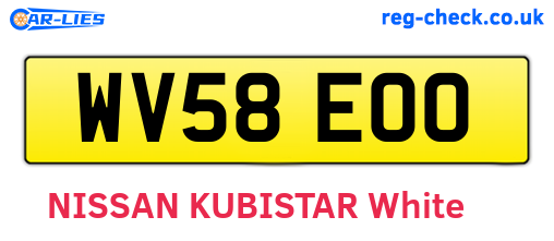 WV58EOO are the vehicle registration plates.