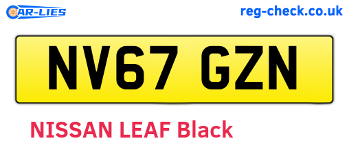 NV67GZN are the vehicle registration plates.
