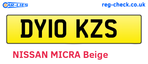 DY10KZS are the vehicle registration plates.