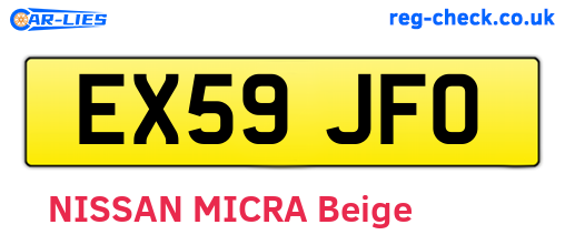 EX59JFO are the vehicle registration plates.