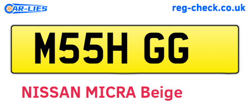 M55HGG are the vehicle registration plates.