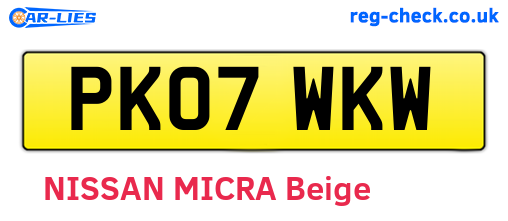 PK07WKW are the vehicle registration plates.