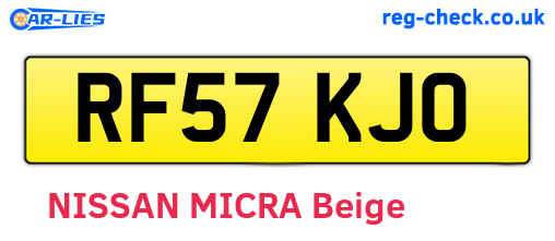 RF57KJO are the vehicle registration plates.