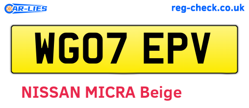 WG07EPV are the vehicle registration plates.
