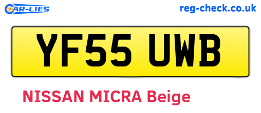 YF55UWB are the vehicle registration plates.