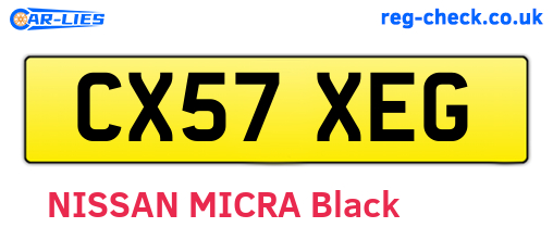 CX57XEG are the vehicle registration plates.