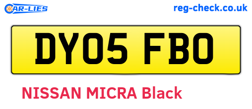 DY05FBO are the vehicle registration plates.