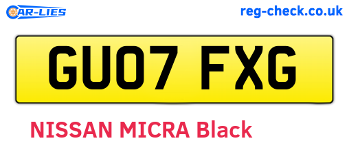 GU07FXG are the vehicle registration plates.