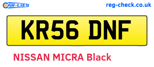 KR56DNF are the vehicle registration plates.