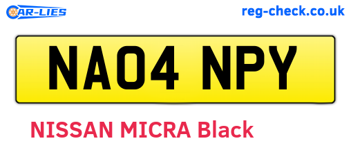 NA04NPY are the vehicle registration plates.