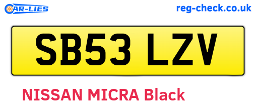 SB53LZV are the vehicle registration plates.