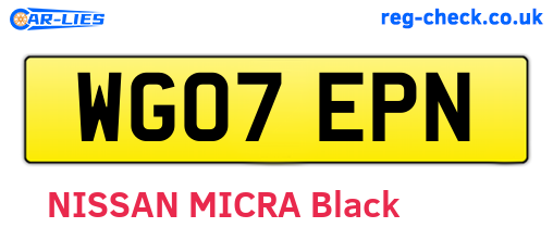 WG07EPN are the vehicle registration plates.