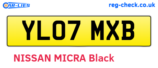 YL07MXB are the vehicle registration plates.