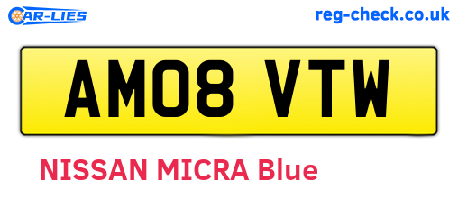AM08VTW are the vehicle registration plates.