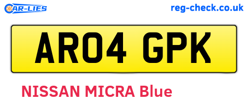 AR04GPK are the vehicle registration plates.
