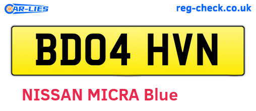 BD04HVN are the vehicle registration plates.