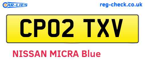 CP02TXV are the vehicle registration plates.