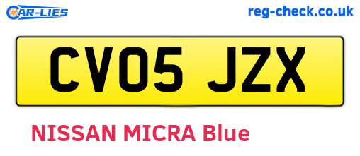 CV05JZX are the vehicle registration plates.