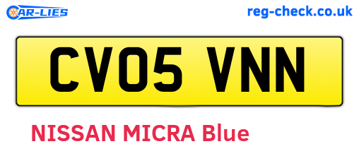 CV05VNN are the vehicle registration plates.