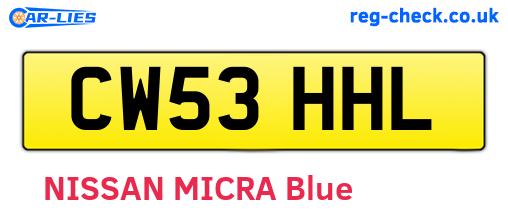 CW53HHL are the vehicle registration plates.