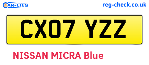 CX07YZZ are the vehicle registration plates.